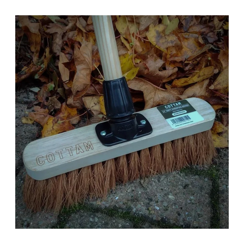 Cottam Broom Brown With Natural Coco Bristles Push Broom for Indoor and Outdoor Areas 903-3478