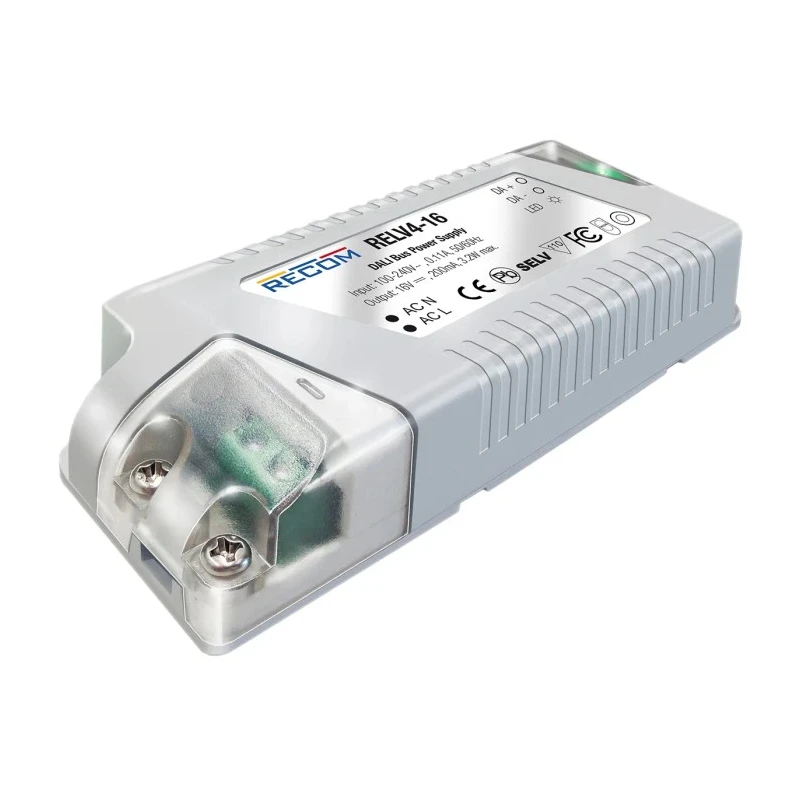 Recom Power Supply LED Driver with 200mA Current and 16V DC Output for DALI Digital Lighting Control Bus RELV4-16