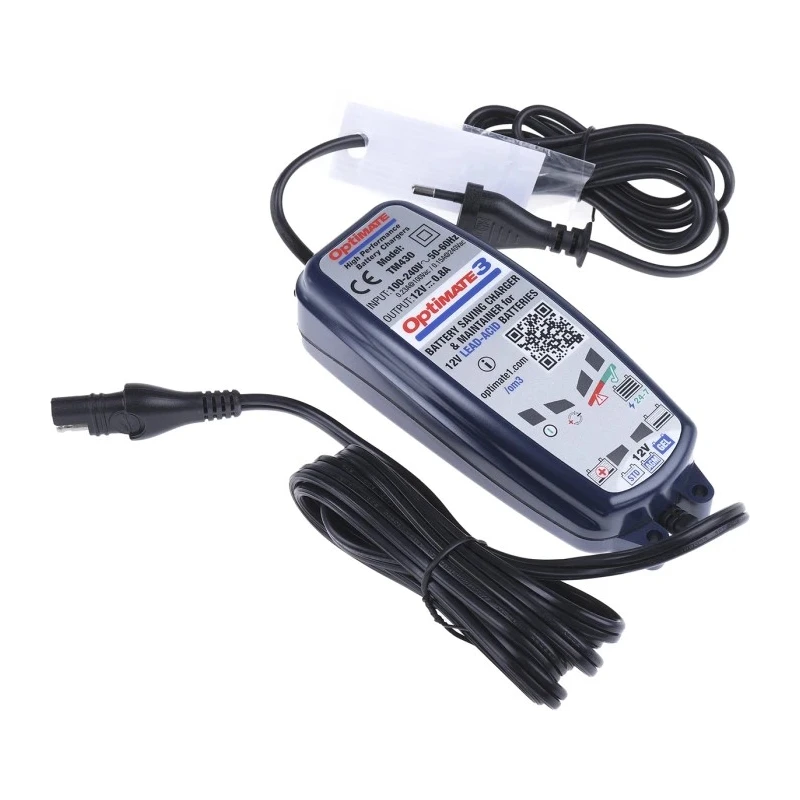 TecMate OptiMate 3 Battery Charger for 12V Lead Acid Batteries 800mA Output Current EU Plug TM430