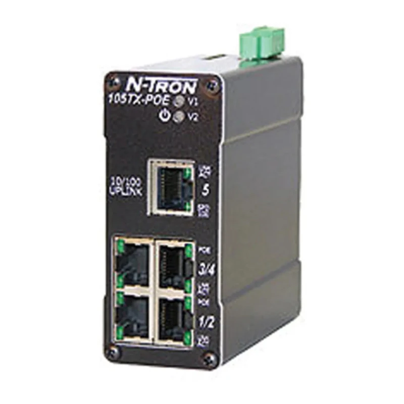 N-Tron 5 Port Unmanaged Ethernet Switch 44V DC 50V DC 57V DC Output 600mA 10000Mbps 105TX-POE