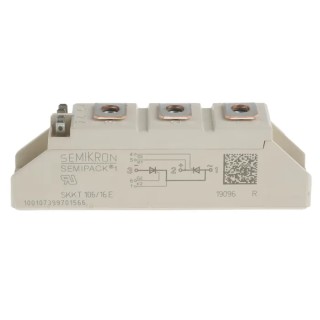 Semikron Danfoss Dual Thyristor Module 1600 V, 106 A 150 mA 2.25 kA 1.65 V SKKT 106/16 E