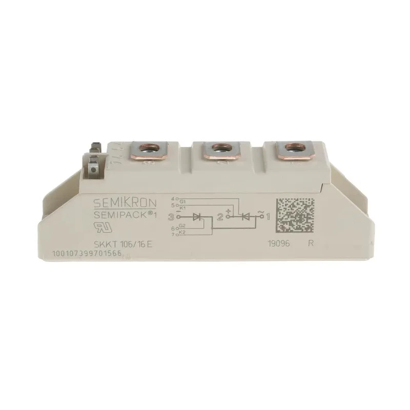 Semikron Danfoss Dual Thyristor Module 1600 V, 106 A 150 mA 2.25 kA 1.65 V SKKT 106/16 E