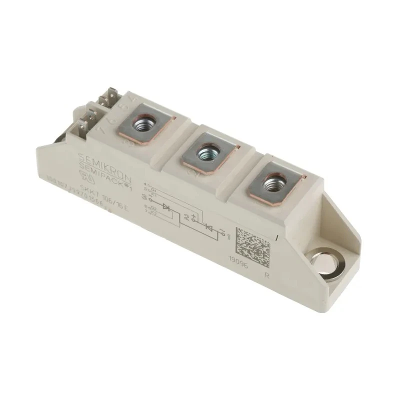 Semikron Danfoss Dual Thyristor Module 1600 V, 106 A 150 mA 2.25 kA 1.65 V SKKT 106/16 E