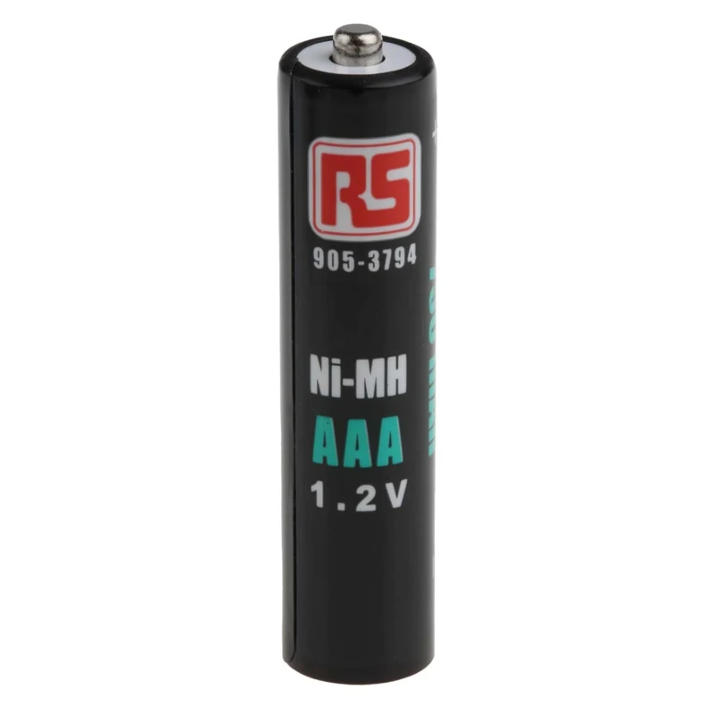 RS PRO Nickel Metal Hydride Rechargeable AAA Battery 1.2 V 750 mAh 44.5 x 10.5 mm 12.5 g 905-3794