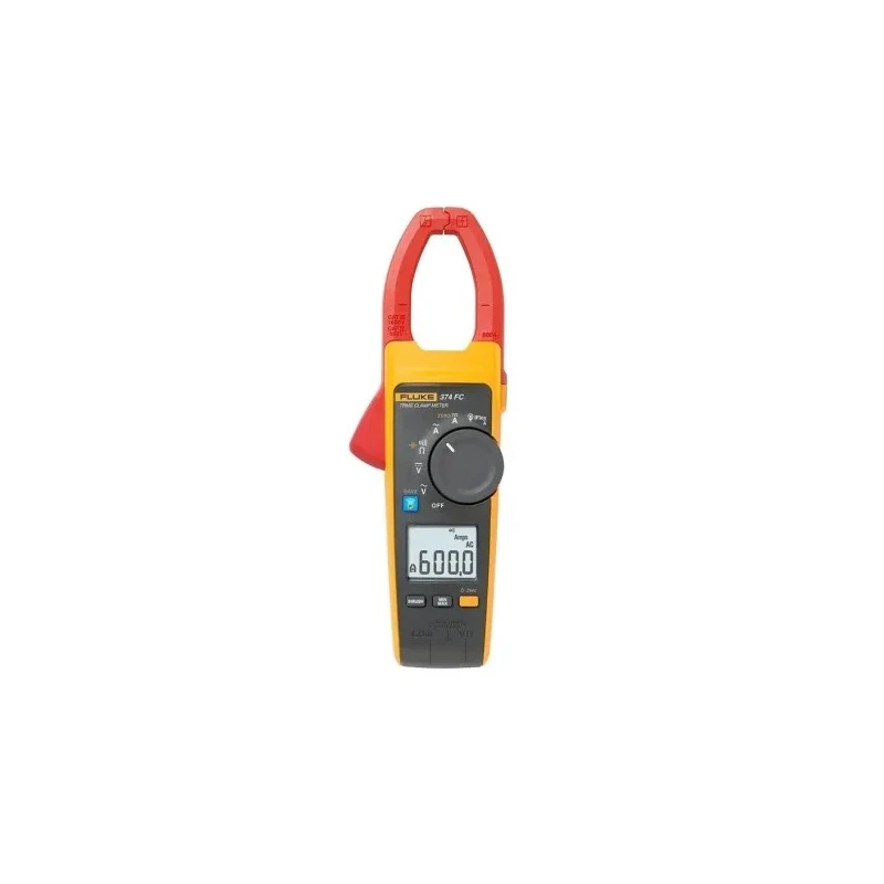 Fluke 374 FC AC/DC Clamp Meter, True RMS, 600 A DC, 2.5 kA AC, 600 V DC, 1000 V AC, CAT III CAT IV, AA Battery FLUKE-374 FC