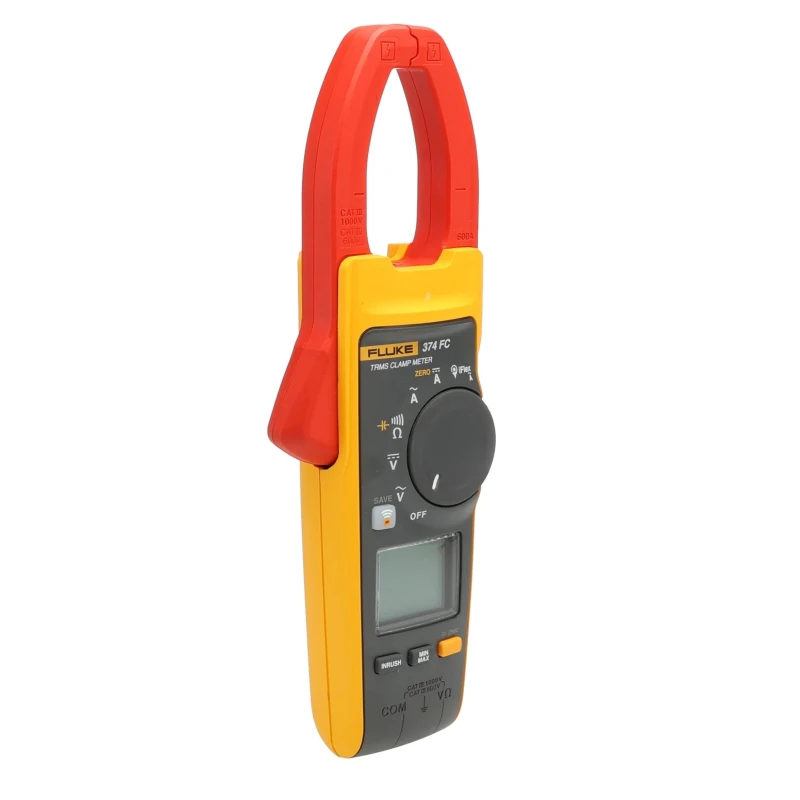 Fluke 374 FC AC/DC Clamp Meter, True RMS, 600 A DC, 2.5 kA AC, 600 V DC, 1000 V AC, CAT III CAT IV, AA Battery FLUKE-374 FC