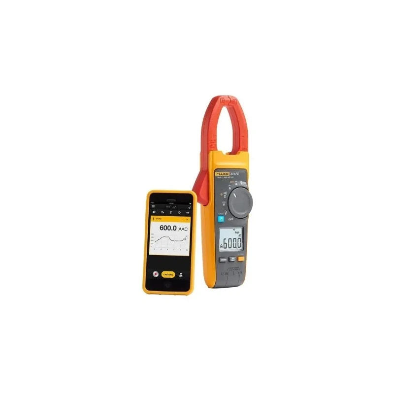 Fluke 374 FC AC/DC Clamp Meter, True RMS, 600 A DC, 2.5 kA AC, 600 V DC, 1000 V AC, CAT III CAT IV, AA Battery FLUKE-374 FC