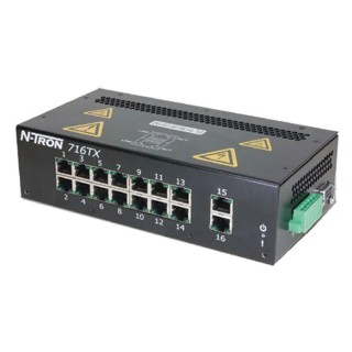 N-Tron Managed Industrial Ethernet Switch 16 Ports, 100Base-TX, Rugged Metal Enclosure 716TX