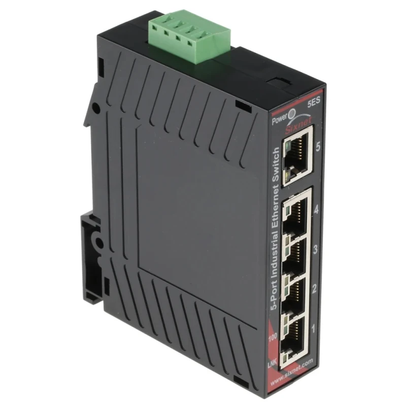 N-Tron Industrial Unmanaged 5-Port Power Over Ethernet Switch for Rack Mount SL-5ES-1