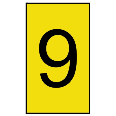 HellermannTyton Clip-On Pre-Printed Cable Marker Black Legend "9" Yellow Marker HO50 1.7mm to 3.6mm