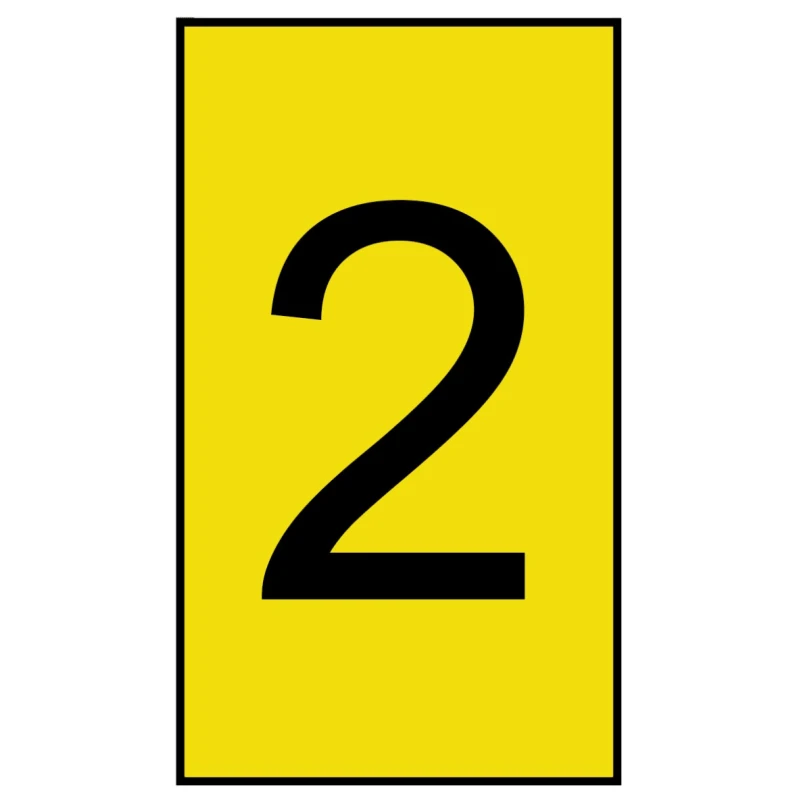 HellermannTyton Ovalgrip Slide-On Pre-Printed Cable Marker Black Legend "2" Yellow Marker 3.6 mm Max 901-10697 906-4965-YE