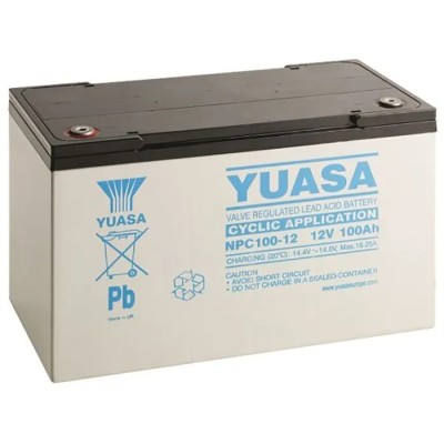 Yuasa 12 V Sealed Lead Acid Battery 100 Ah AGM Valve-Regulated Rechargeable Battery NPC100-12