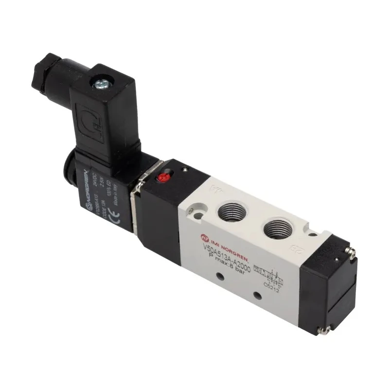 RS PRO Pneumatic Solenoid Valve 5/2 Solenoid Air G 1/8 Port, Die Cast Aluminium Body, 24 V DC, 2.9 W Power 907-6374