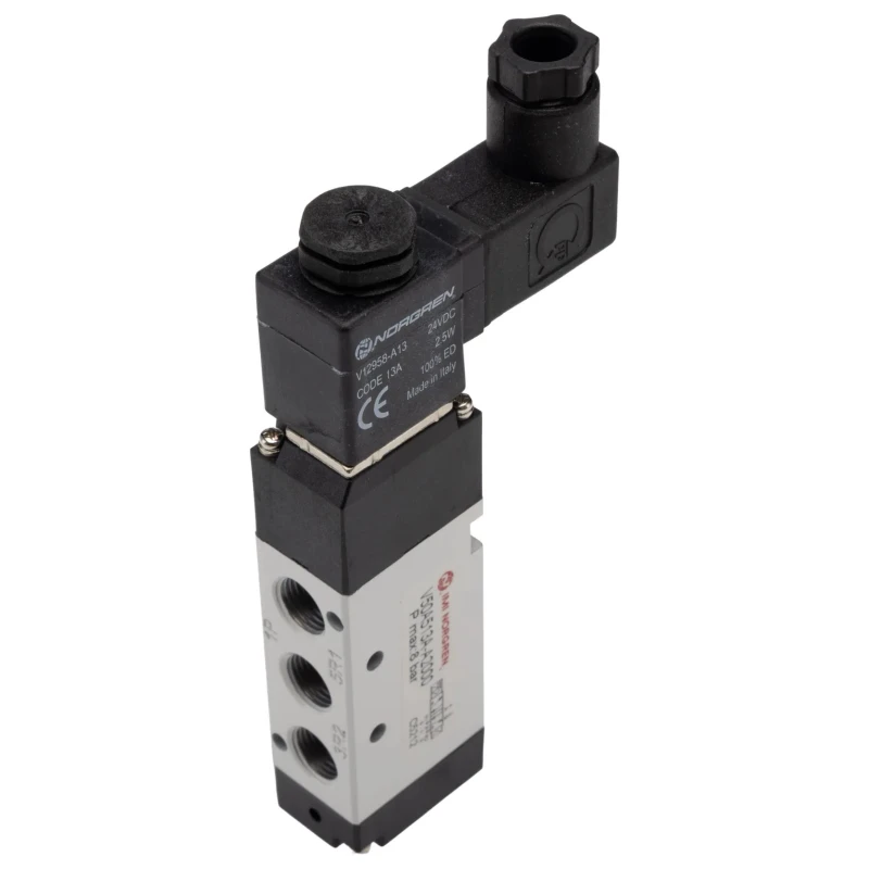 RS PRO Pneumatic Solenoid Valve 5/2 Solenoid Air G 1/8 Port, Die Cast Aluminium Body, 24 V DC, 2.9 W Power 907-6374