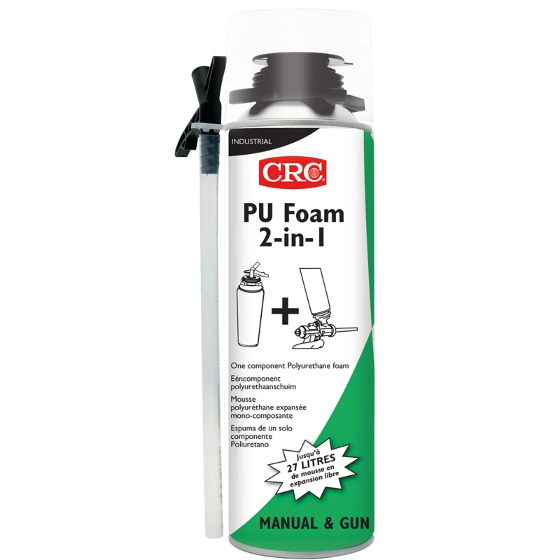 CRC Polyurethane Foam 500 ml Aerosol Spray, PU Foam 2-in-1 Green Foam, Operating Temperature -40°C to 90°C 32516
