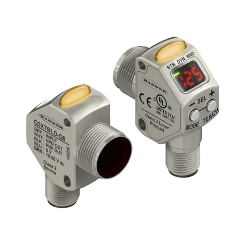 Banner Diffuse Contrast Sensor, Barrel Style, Bipolar NPN/PNP Output, Laser Light Source, 0 → 300 mm Detection Q3XTBLD-Q8