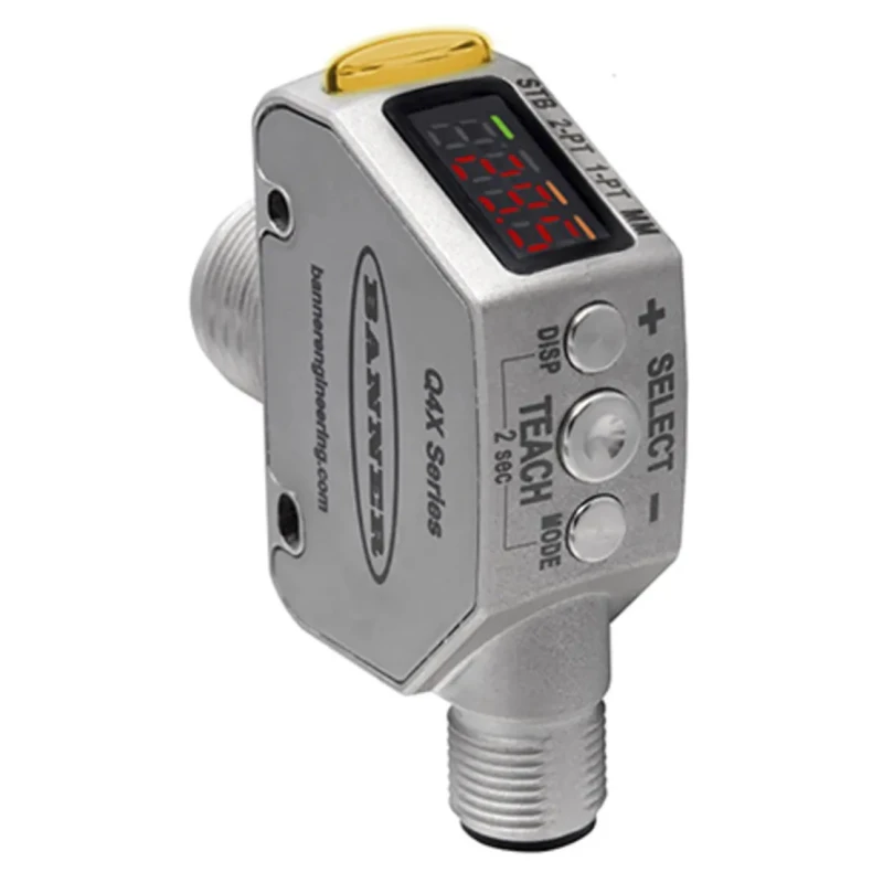 Banner Diffuse Distance Sensor Barrel Sensor 25 mm to 300 mm Bipolar NPN/PNP Laser Light Stainless Steel Q4XTBCOD300-Q8