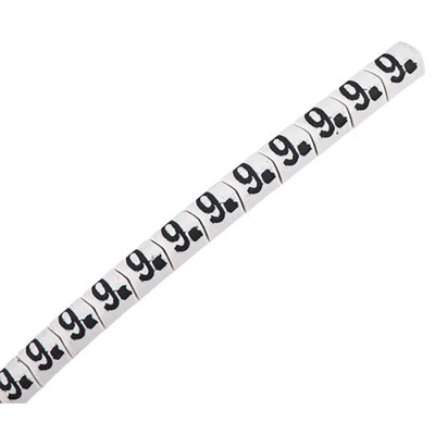 HellermannTyton Helagrip Pre-Printed Slide-On Cable Marker, Black Legend "9", White Marker, PVC 901-10535 909-2948-PVC