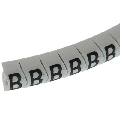 HellermannTyton HGDC Slide-On Cable Marker Black Pre-printed B, 3 mm Max Cable, 1 mm Min Cable 901-10539 909-2963-PVC