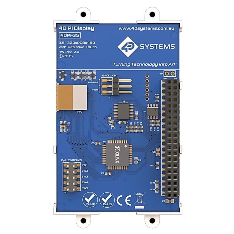 4D Systems Raspberry Pi 3.5 Inch Resistive Touch Screen Display 88.9 mm 4DPI-35-II
