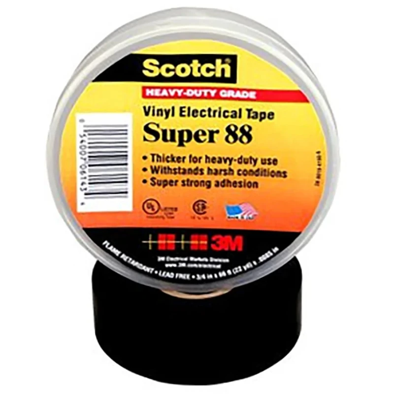 3M 3M™ Super 88 Black Polyvinyl Chloride Electrical Insulation Tape 50mm x 33m Super 88 50mm x 33 m