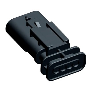 TE Connectivity MCON 1.2 Automotive Connector Male Black Plug-in 4 Way Crimp Termination 1-1564559-1