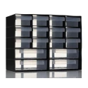 RS PRO Drawer Unit 16 Polypropylene 210 mm x 270 mm x 130 mm Black 909-7006