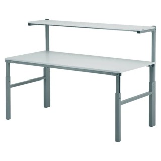 RS PRO Workbench with Adjustable Height, 300kg Max Load, 650 mm to 900 mm Height, 1.8m Width x 900 mm Length, Grey 909-7090