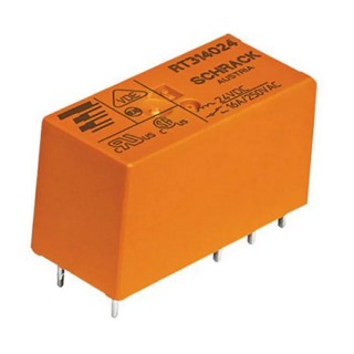TE Connectivity Power Relay PCB Mount SPST 16A Switching Current 24V DC Coil RT1 Series 2-1393240-4