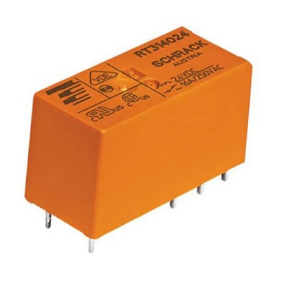 TE Connectivity Power Relay PCB Mount SPST 16A Switching Current 24V DC Coil RT1 Series 2-1393240-4