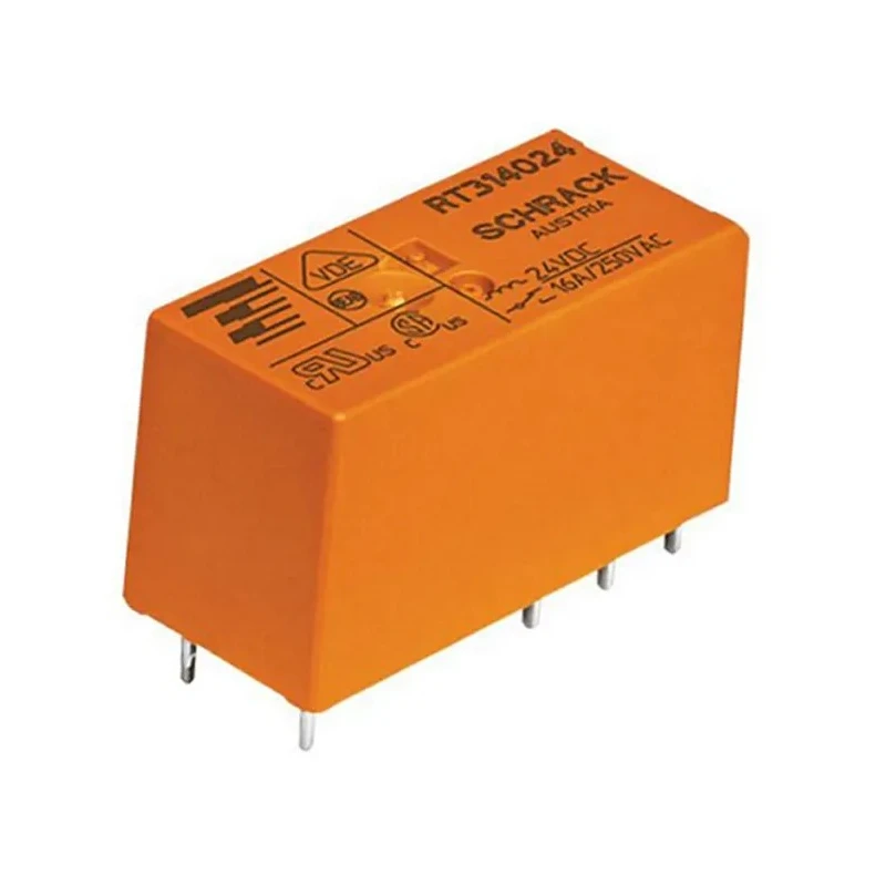 TE Connectivity Power Relay PCB Mount SPST 16A Switching Current 24V DC Coil RT1 Series 2-1393240-4