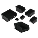 RS PRO Polypropylene Storage Bin 375 mm x 420 mm x 182 mm Black 909-6921