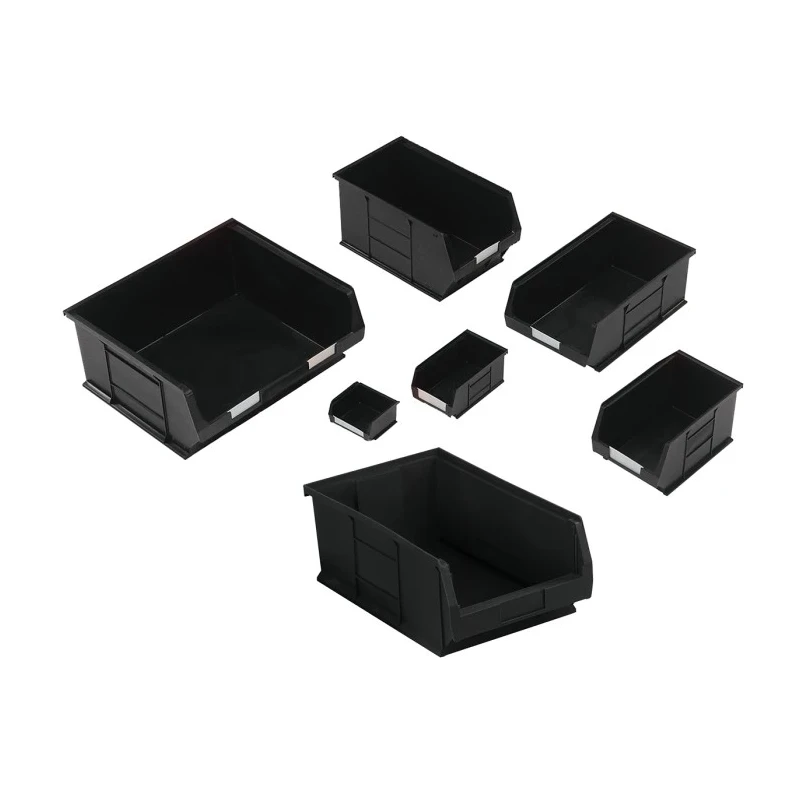 RS PRO Polypropylene Storage Bin 375 mm x 420 mm x 182 mm Black 909-6921