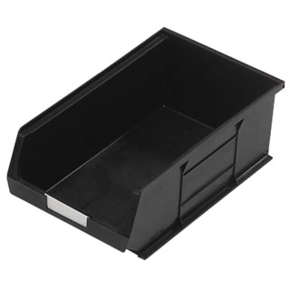 RS PRO Economy Recycled Semi-Open Fronted Polypropylene Storage Bin, 350 mm x 205 mm x 132 mm, Black 909-6918
