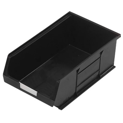 RS PRO Economy Recycled Semi-Open Fronted Polypropylene Storage Bin, 350 mm x 205 mm x 132 mm, Black 909-6918