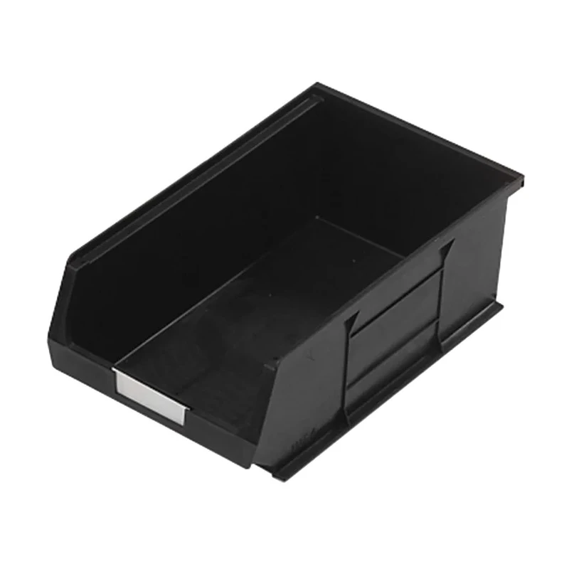 RS PRO Economy Recycled Semi-Open Fronted Polypropylene Storage Bin, 350 mm x 205 mm x 132 mm, Black 909-6918