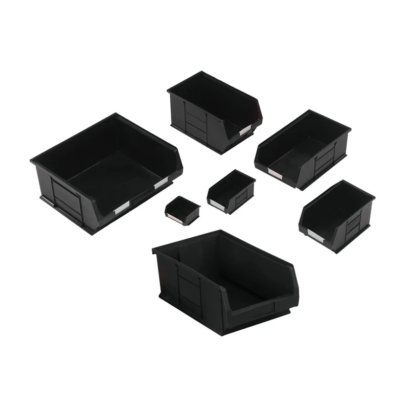 RS PRO Economy Recycled Semi-Open Fronted Polypropylene Storage Bin, 350 mm x 205 mm x 132 mm, Black 909-6918