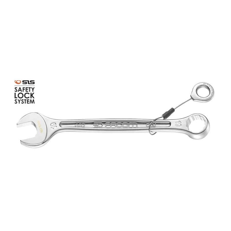 Facom Combination Spanner Height Safe 21 mm, Satin Chrome Finish, 233mm Overall Length 440.21SLS