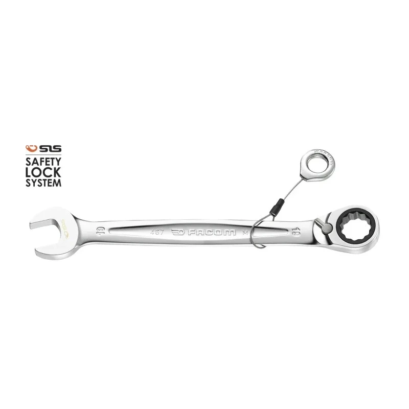 Facom Combination Ratchet Spanner Satin Chrome Height Safe 171mm Overall Length 12 mm 467.12SLS