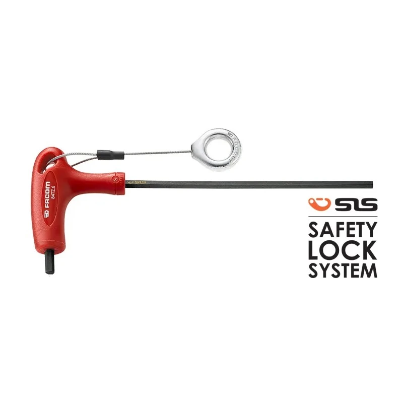 Facom T Handle Metric Hex Key, Hex Size 8 mm, Silicon Steel Polished Phosphate Coated 84TZ.8SLS