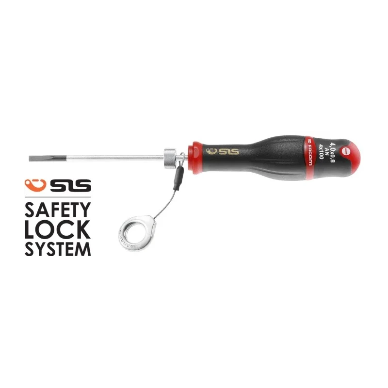Facom Slotted Screwdriver Standard, 100 mm Blade Length, 203 mm Overall Length, Insulated Bi-Material Handle AN3.5X100SLS