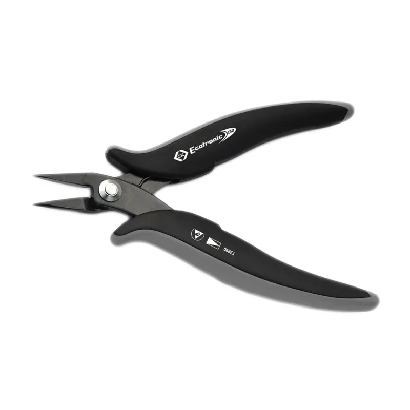 CK 1-Piece Round Nose Plier, 145mm Overall Length, 31mm Jaw, ESD Safe, Black Oxide Finish T3890