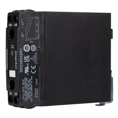 Crydom DR22 Series Solid State Relay, 20 A Load, DIN Rail Mount, 600 Vrms Load, 280V ac/dc Control DR22