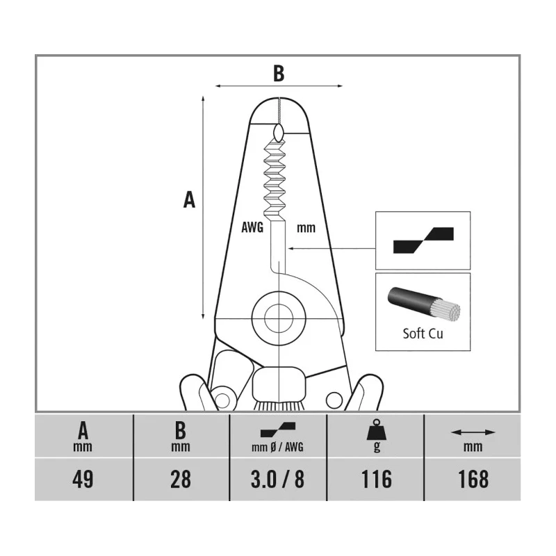 CK CK Series Wire Dual Component Wire Stripper, Stripping Range Ø 0.4 → 1.3 mm, 168mm Overall T3894