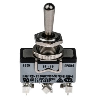 APEM Toggle Switch Panel Mount On-Off-On SPDT 400 V ac Screw Terminal 10A 637H