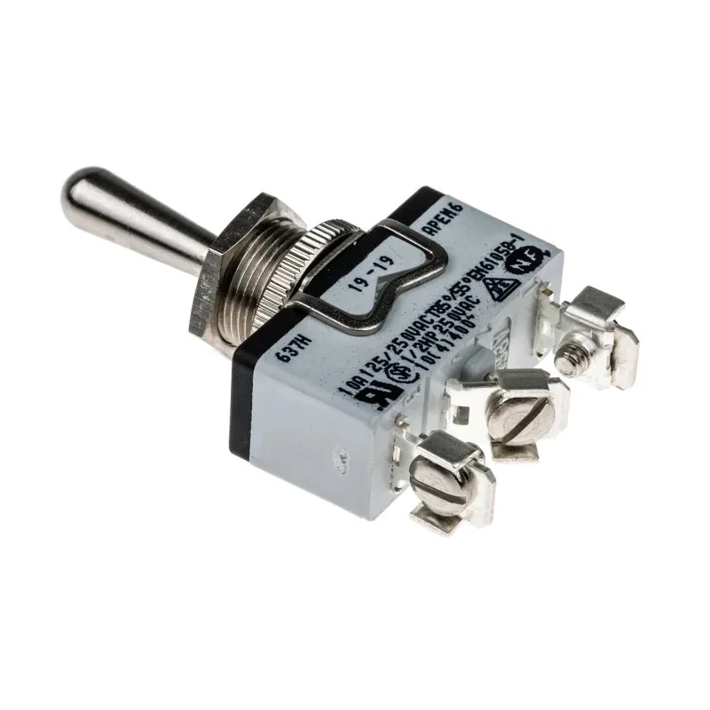 APEM Toggle Switch Panel Mount On-Off-On SPDT 400 V ac Screw Terminal 10A 637H