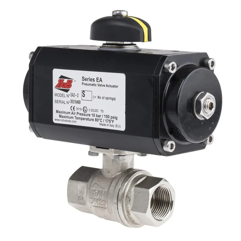 RS PRO Ball type Pneumatic Actuated Valve 10 bar, Spring Return, 80°C Maximum Operating Temperature 910-8513
