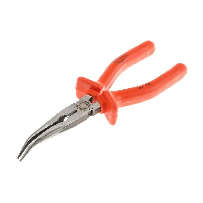 ITL Insulated Tools Ltd Long Nose Combination Plier Bent Nose, 210mm Overall, Chrome Vanadium Steel, VDE/1000V 911-1051