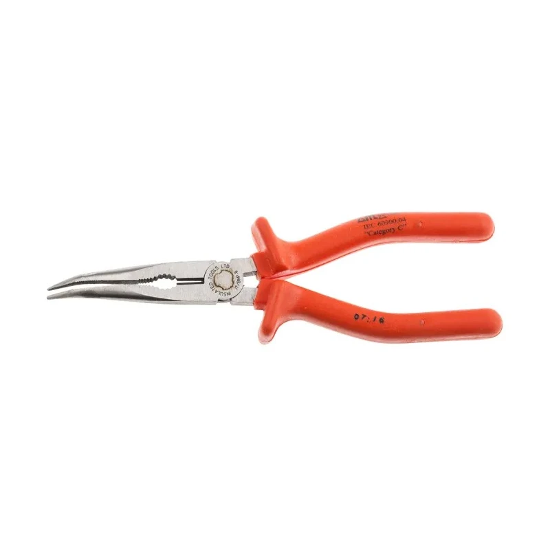 ITL Insulated Tools Ltd Long Nose Combination Plier Bent Nose, 210mm Overall, Chrome Vanadium Steel, VDE/1000V 911-1051