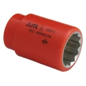 ITL Insulated Tools Ltd 1/2 in Drive 22 mm 12 Point Square Socket VDE/1000V Approved, 50mm Overall Length